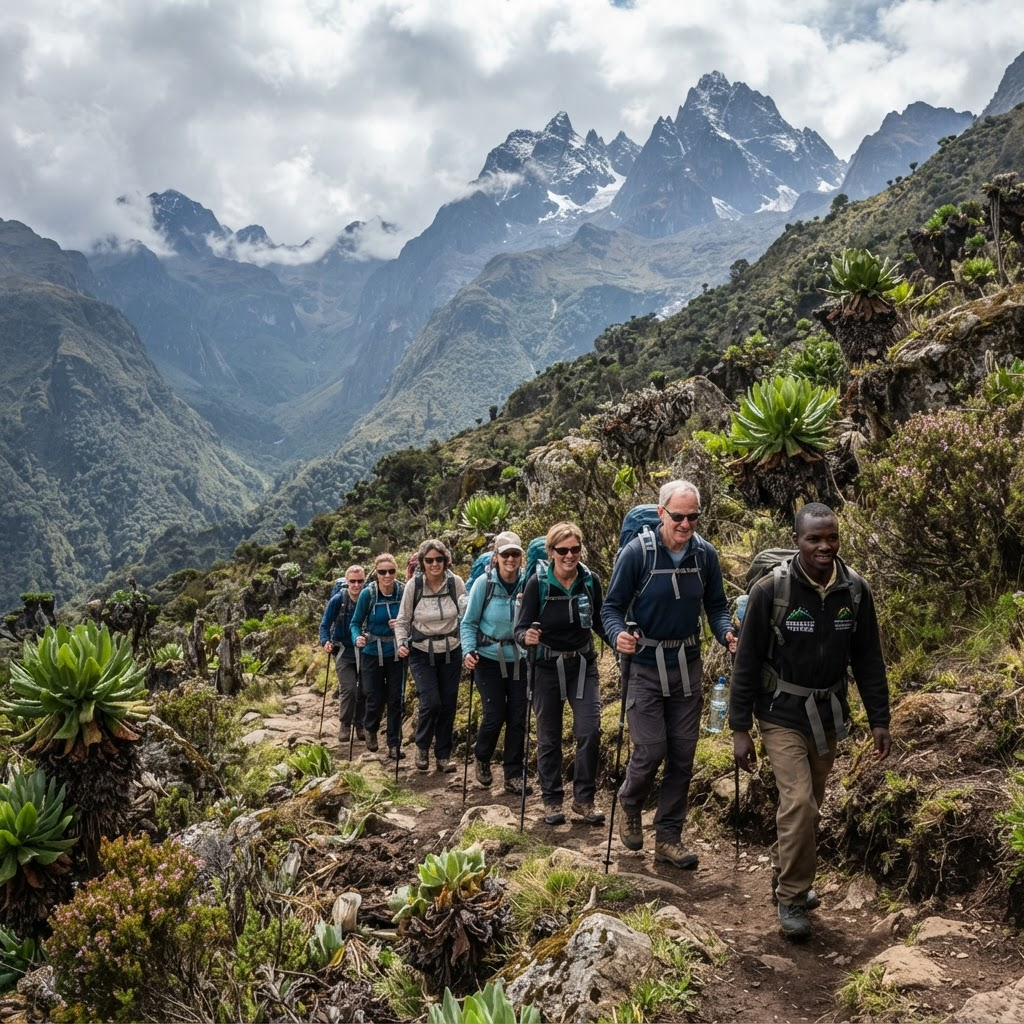 Mountain hiking adventure, East Africa trekking