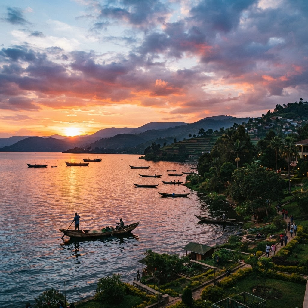 Lake Kivu Rwanda beautiful landscape, scenic tourism