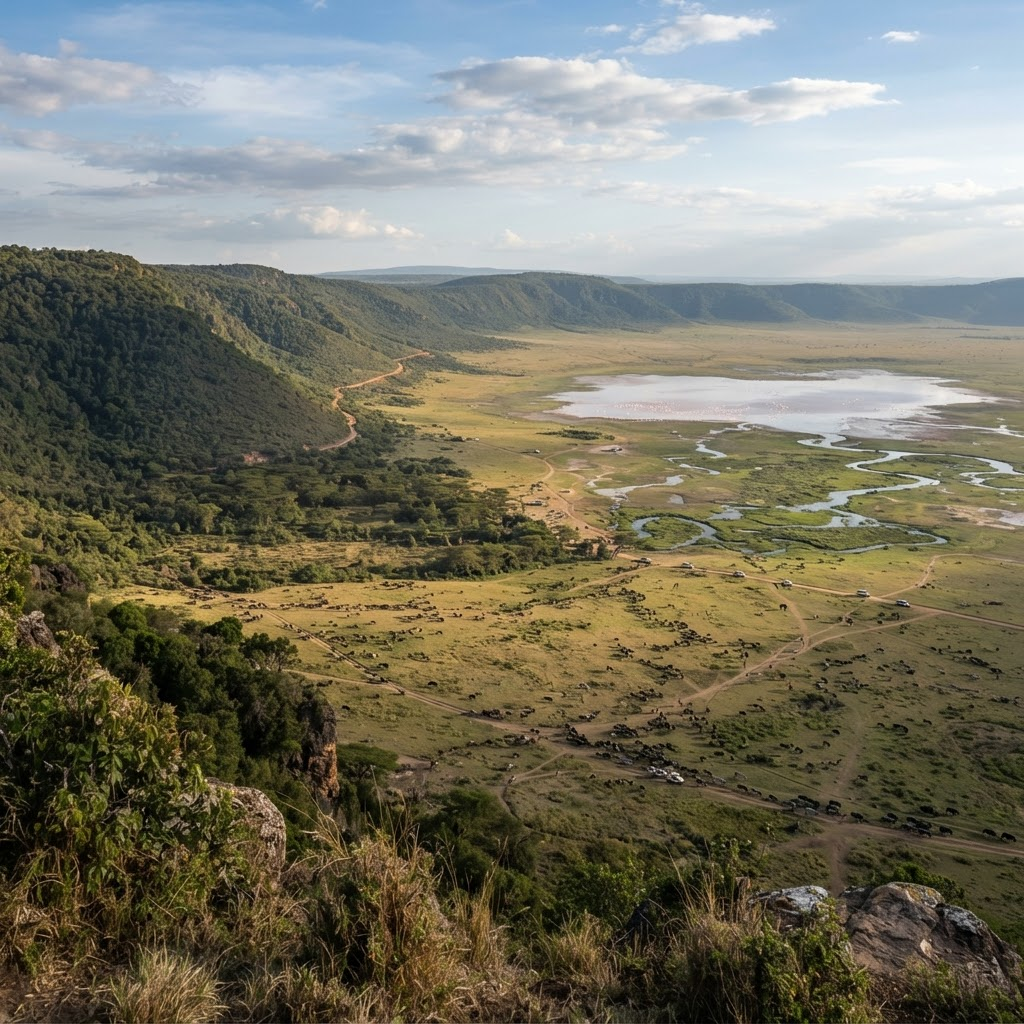 Ngorongoro Crater Tanzania wildlife conservation area, scenic crater